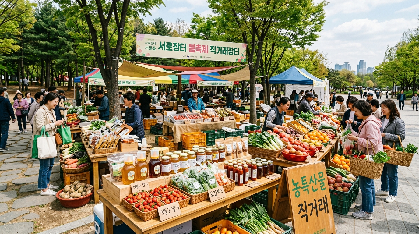 서로장터 봄축제 직거래장터 농특산물 서울숲 잠수교 서울광장