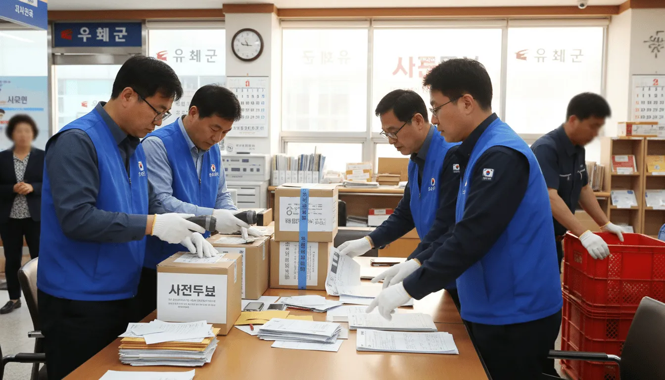 지방선거 관외 사전투표지 이송 철통보안 우편 이송 상황 현장점검
