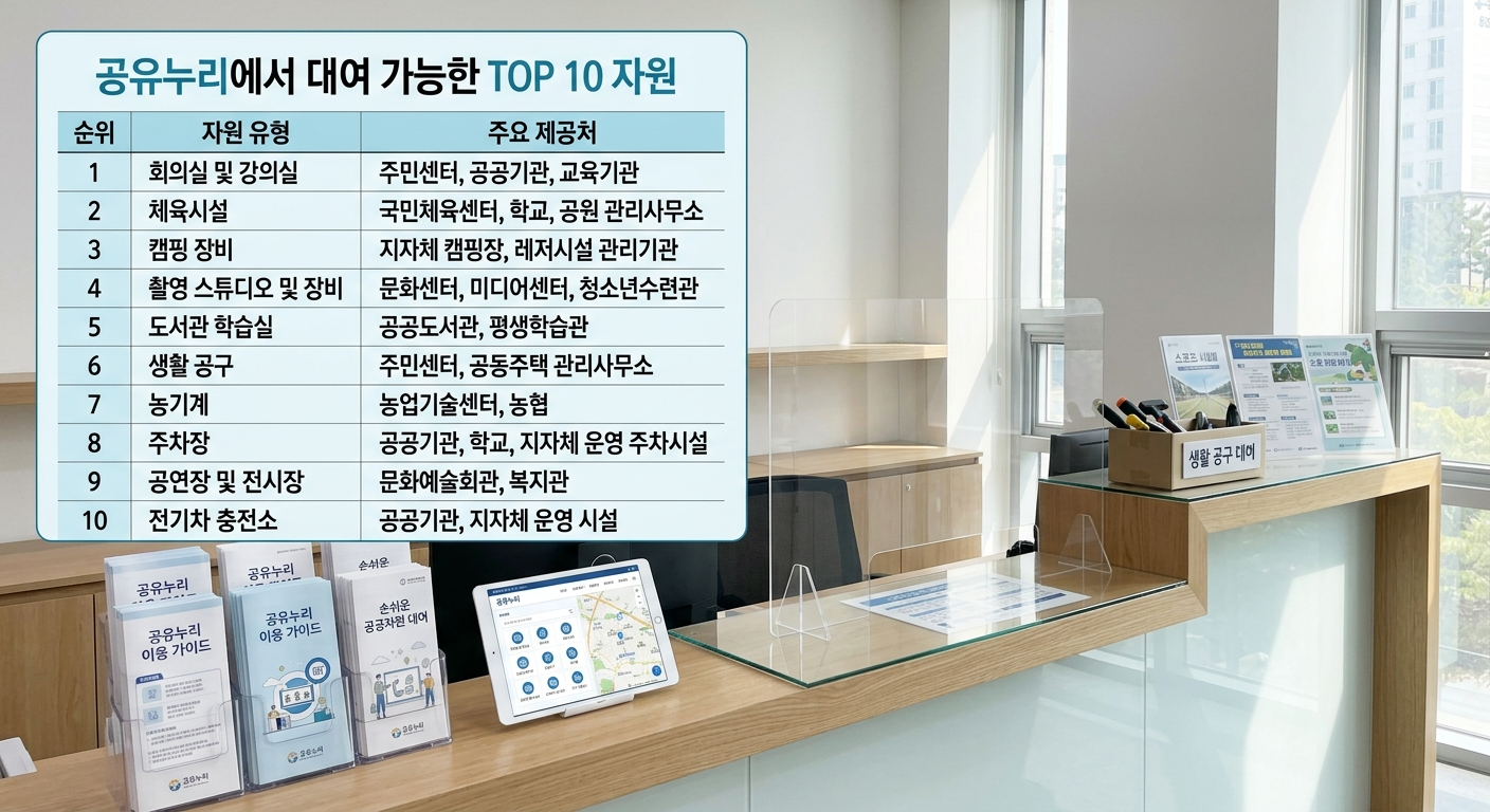 공유누리에서 대여 가능한 TOP 10 자원