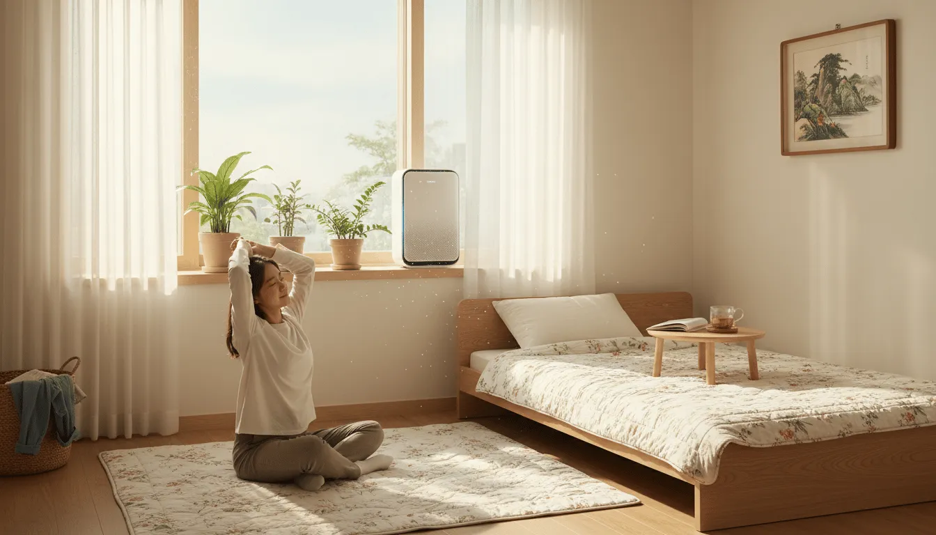 창문형 환기 청정기 방 공기 창문 배기 침실 전열 순환기 강제 시간과 순서 정리