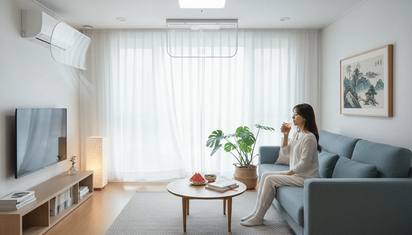 냉방병예방 에어컨 바람막이 1way 실내 온도 유지 커버 똑템 관리 팁