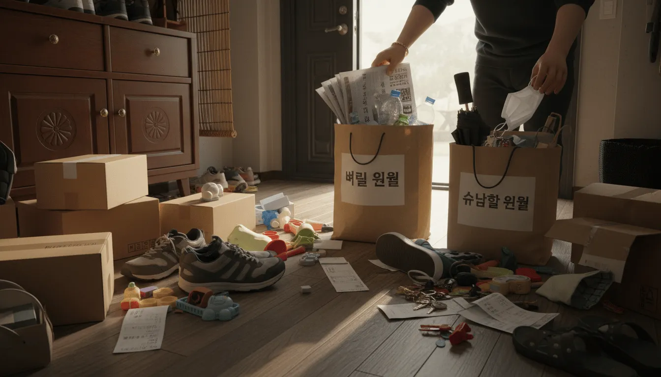현관 수납 버릴 물건부터 나누는 순서