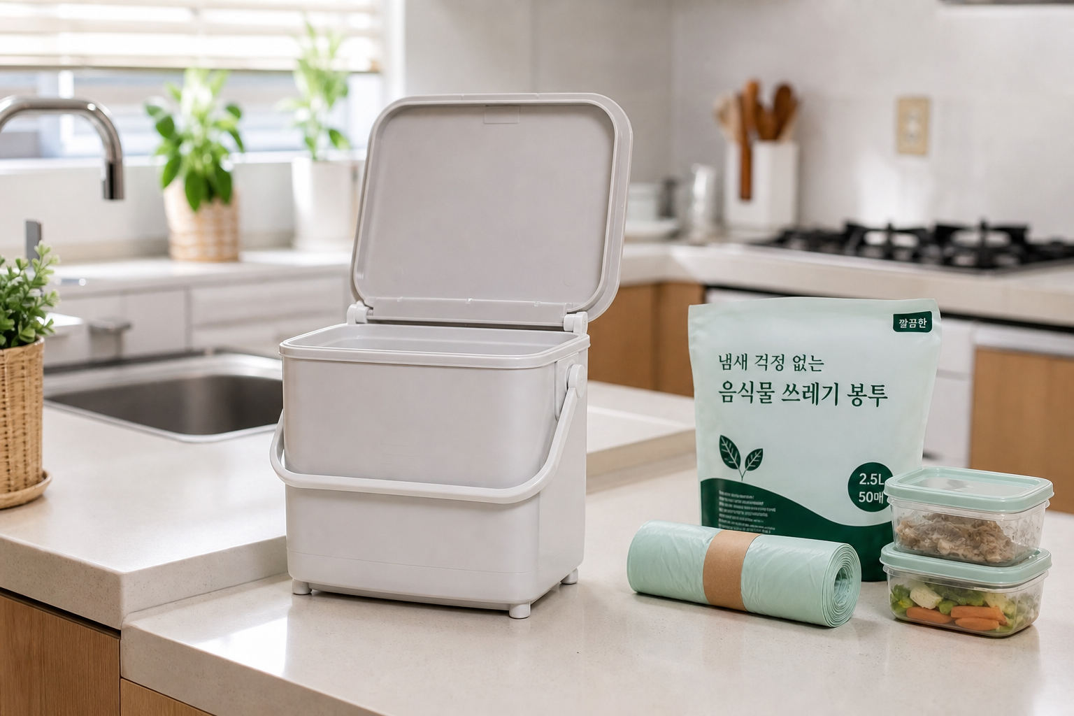 음식물쓰레기통 세척과 건조 루틴