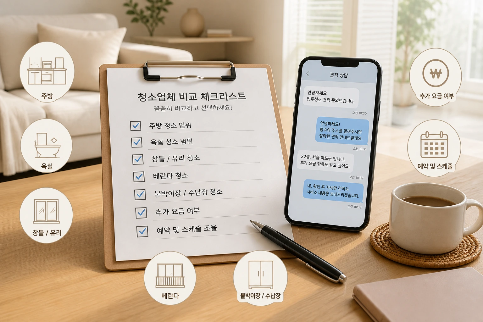 청소업체 선택 전에 확인할 범위와 추가비용 체크리스트